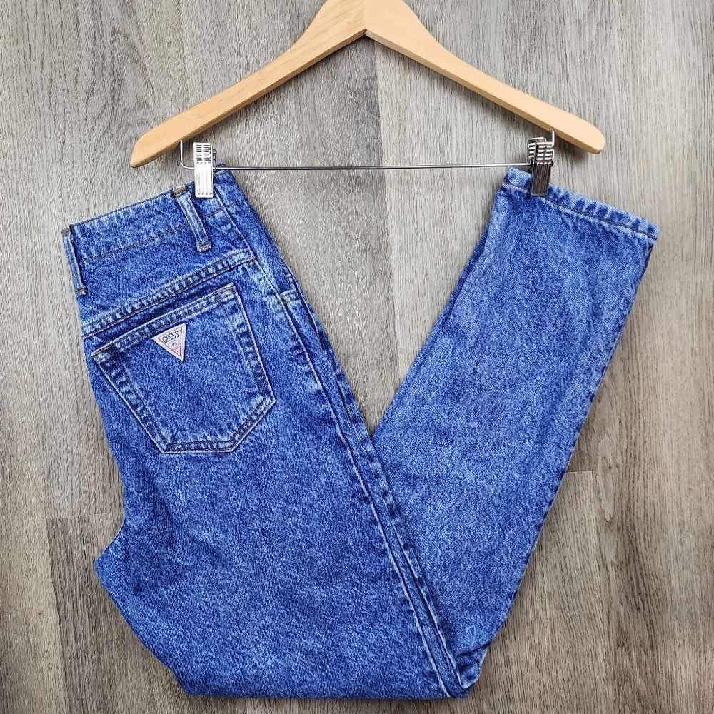 Vintage Guess High Waist Button Fly Acid Wash Jeans size 26 - Picture 2 of 8